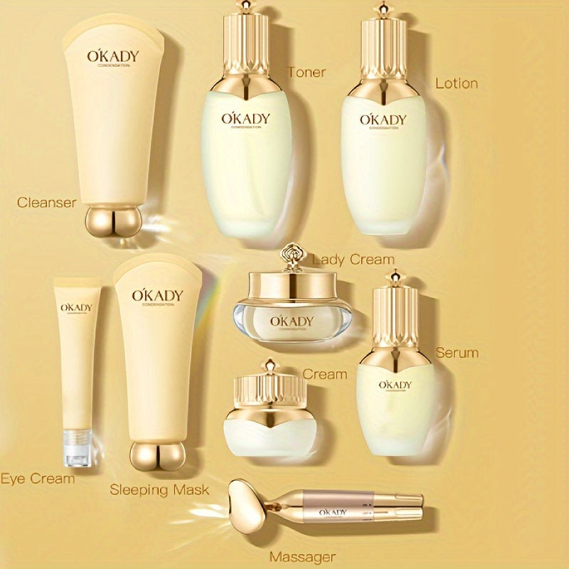 OKADY Ginseng Skincare Set | Make Skin Younger-looking Alcohol-Free Hypoallergenic Cleansing, Purifying Skin Quick Absorption Facial (Ginseng - 9pcs Set)A Gift For A Lady. Thanksgiving Gift Send Mom, Send Girlfriend