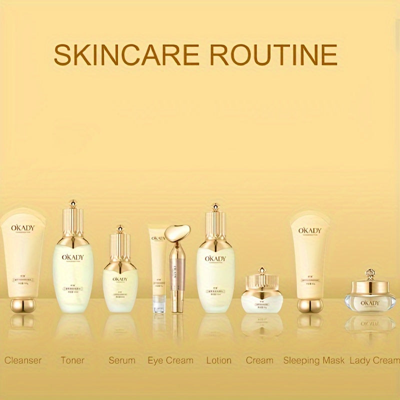 OKADY Ginseng Skincare Set | Make Skin Younger-looking Alcohol-Free Hypoallergenic Cleansing, Purifying Skin Quick Absorption Facial (Ginseng - 9pcs Set)A Gift For A Lady. Thanksgiving Gift Send Mom, Send Girlfriend