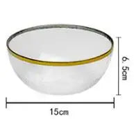 Ins Gold Gdge Glass Plate Bowl, Nordic Tableware, Steak Plate Creative Tray, Fruit Salad Transparent Colorful Plates, 1 piece