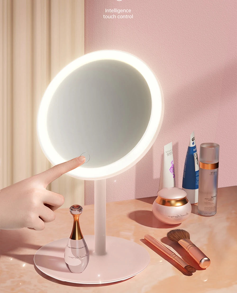 Makeup Mirror With Led Light Usb Portable Removable Desk Vanity Mirror Adjustable Tricolor Hd Light Dropshiping Travel Home Tool