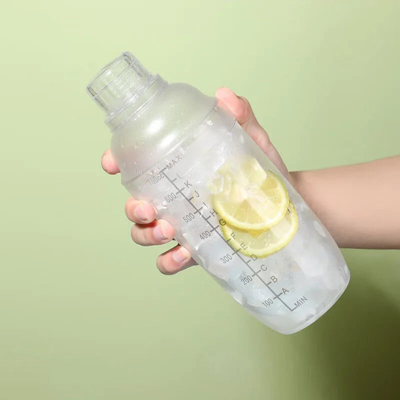350ml/500ml/700ml/1000ml Plastic Cocktail Shaker Martini Hand Shaker Cup with Scales Milk Tea Wine Drink Shaker Mixer Bar Tools