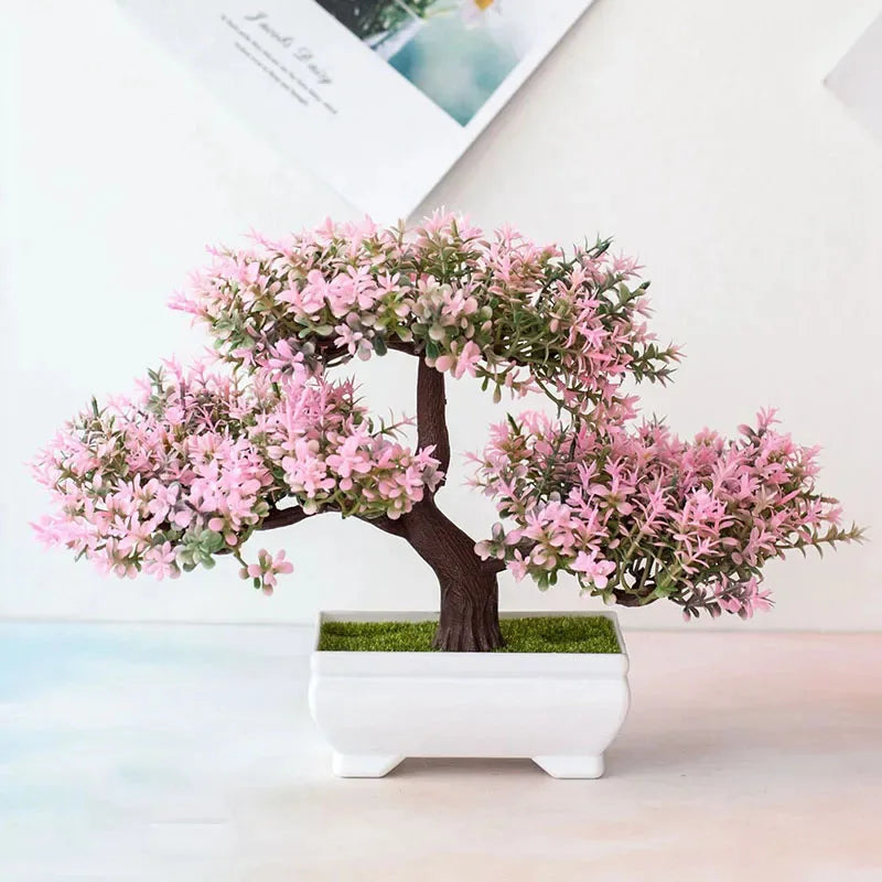 Artificial Plants Bonsai Fake Plant Flowers Potted Ornaments For Table Home Hotel Room Decoration Garden Decor Small Tree Pot
