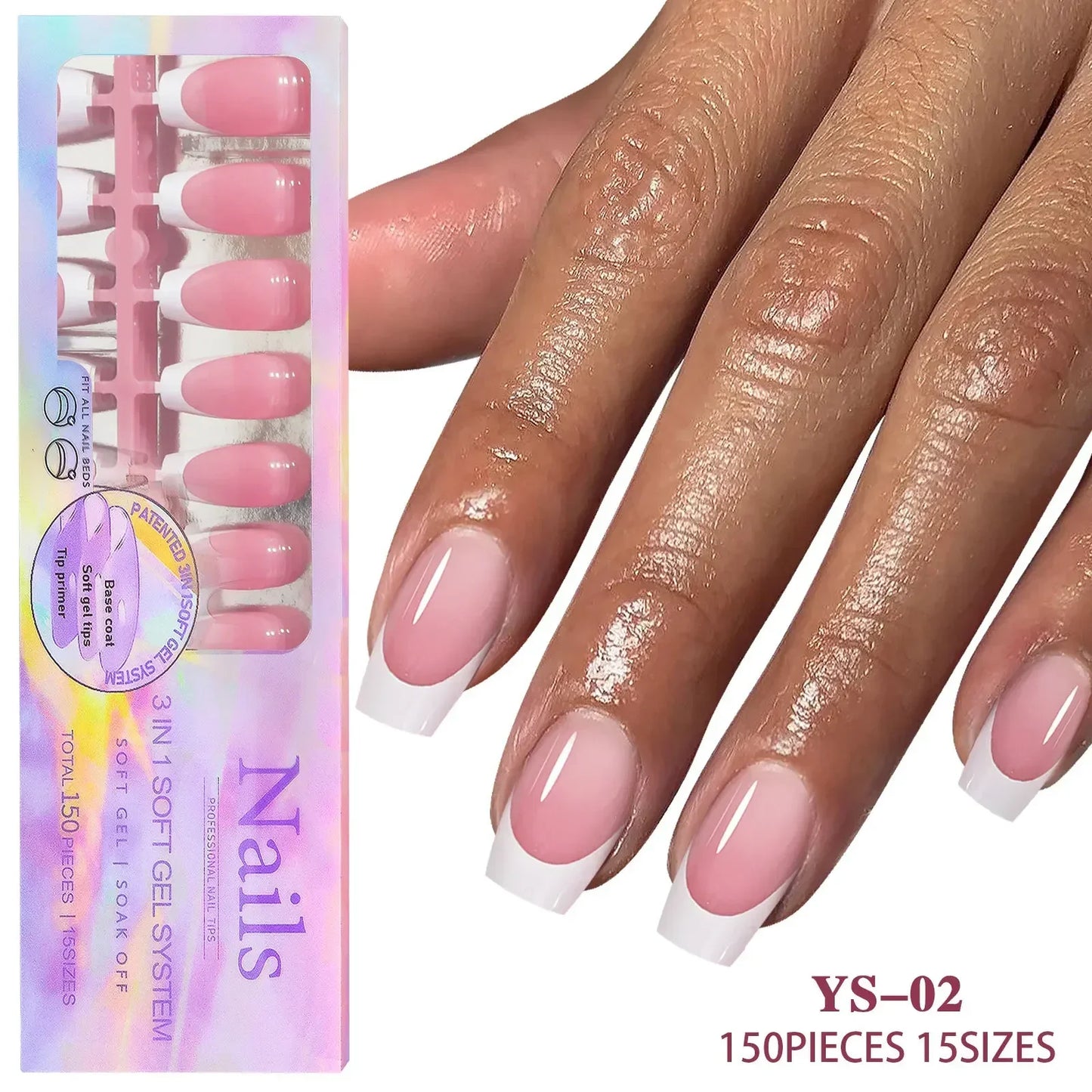 150pcs/Boxed French Gel Tips Press On Nails Black Coffee Almond Nails 15 Sizes Pre-applied Fake Nails For Manicure Extension