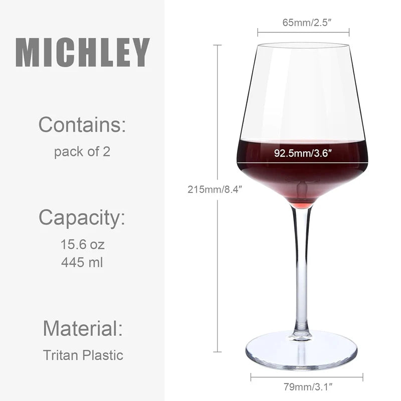 MICHLEY 2/4/6PCS Set Unbreakable Plastic Wine Glass High Quality Goblet Transparent Tritan Plastic Wine Juice Drink Cup Party