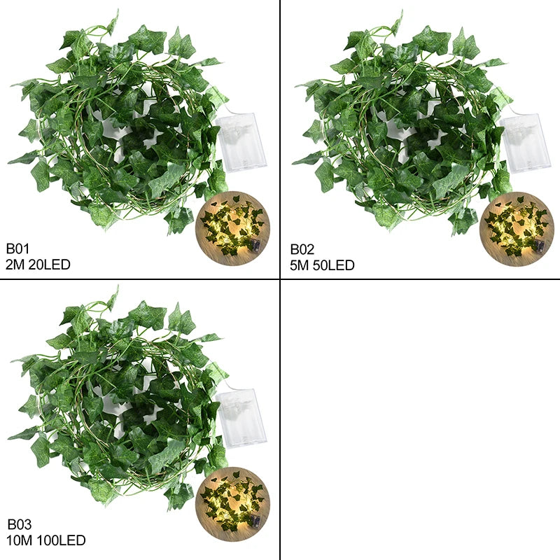 2/5/10M Leaf String Lights Artificial Vine Fairy Lights Leaf Garland Wedding Party Decor Indoor Home Garden Lights Supplies