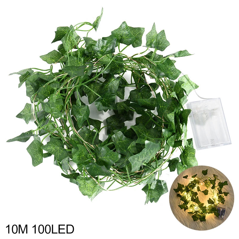 2/5/10M Leaf String Lights Artificial Vine Fairy Lights Leaf Garland Wedding Party Decor Indoor Home Garden Lights Supplies