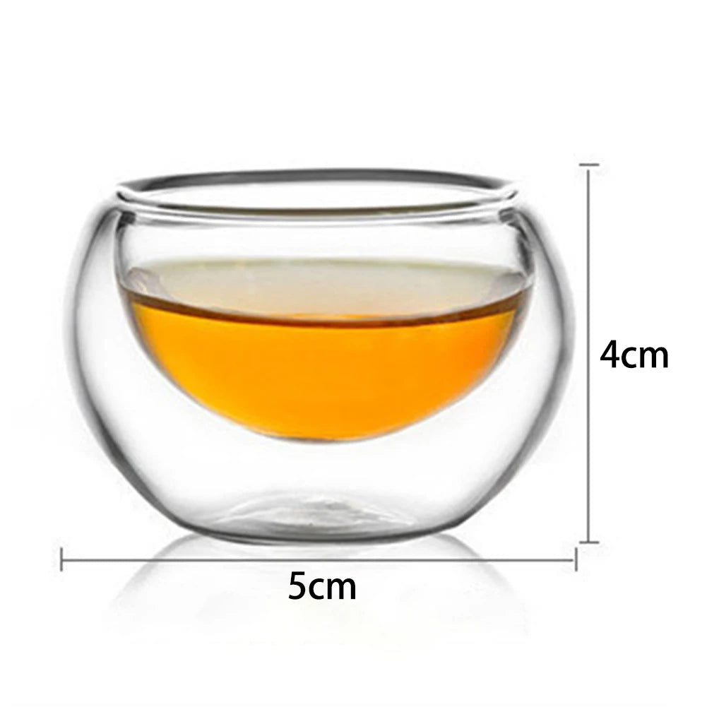 50ml 1/6pcs Double Wall Glass Mug Heat Resistant Handle Coffee Milk Juice Water Cup Bar Drinkware Coffeeware Lover Gift Kitchen