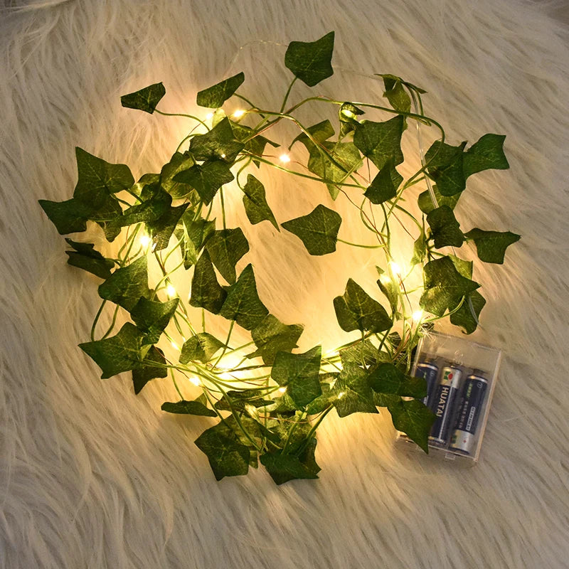 2/5/10M Leaf String Lights Artificial Vine Fairy Lights Leaf Garland Wedding Party Decor Indoor Home Garden Lights Supplies