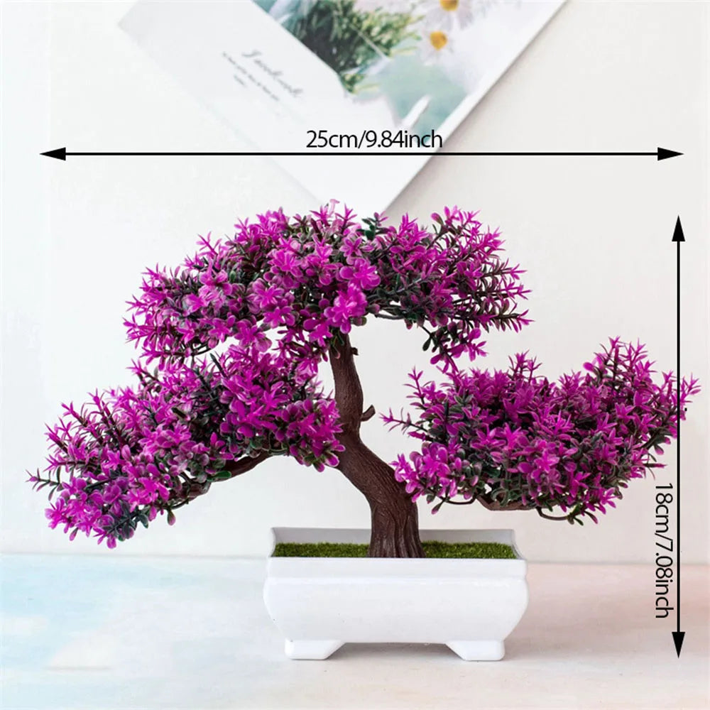 Artificial Plants Bonsai Fake Plant Flowers Potted Ornaments For Table Home Hotel Room Decoration Garden Decor Small Tree Pot