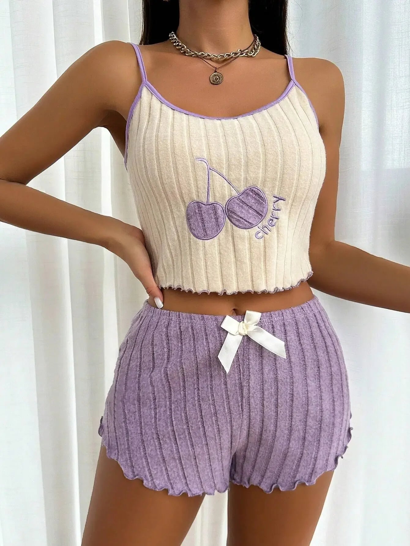 Summer 2pcs Pajamas Set for Women Casual Simple Ground Wool Halter Vest Shorts Set Home Wear Sleepwear Loungerwear