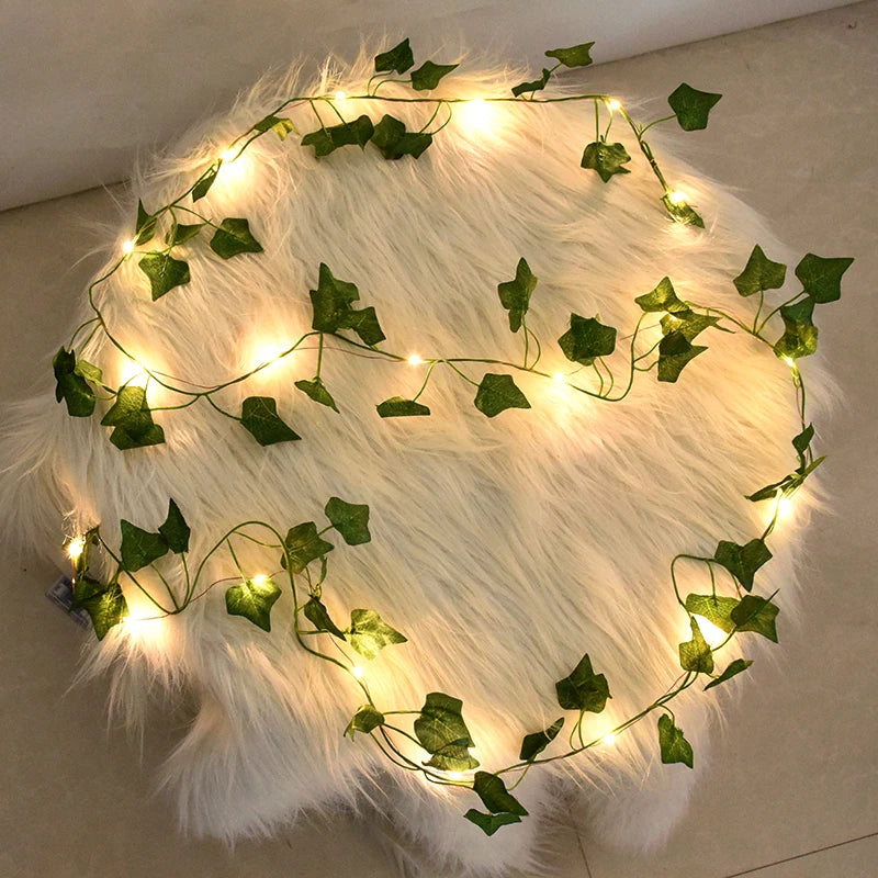 2/5/10M Leaf String Lights Artificial Vine Fairy Lights Leaf Garland Wedding Party Decor Indoor Home Garden Lights Supplies