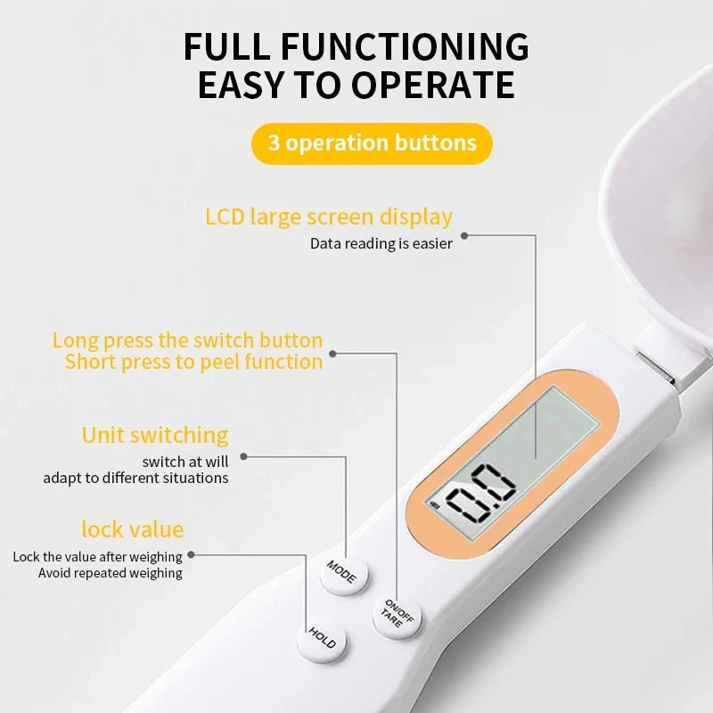 500g/0.1g Weight Measuring Spoon Portable LCD Digital Kitchen Scale Electronic Food Measuring Spoon Scale Kitchen Tool for Food