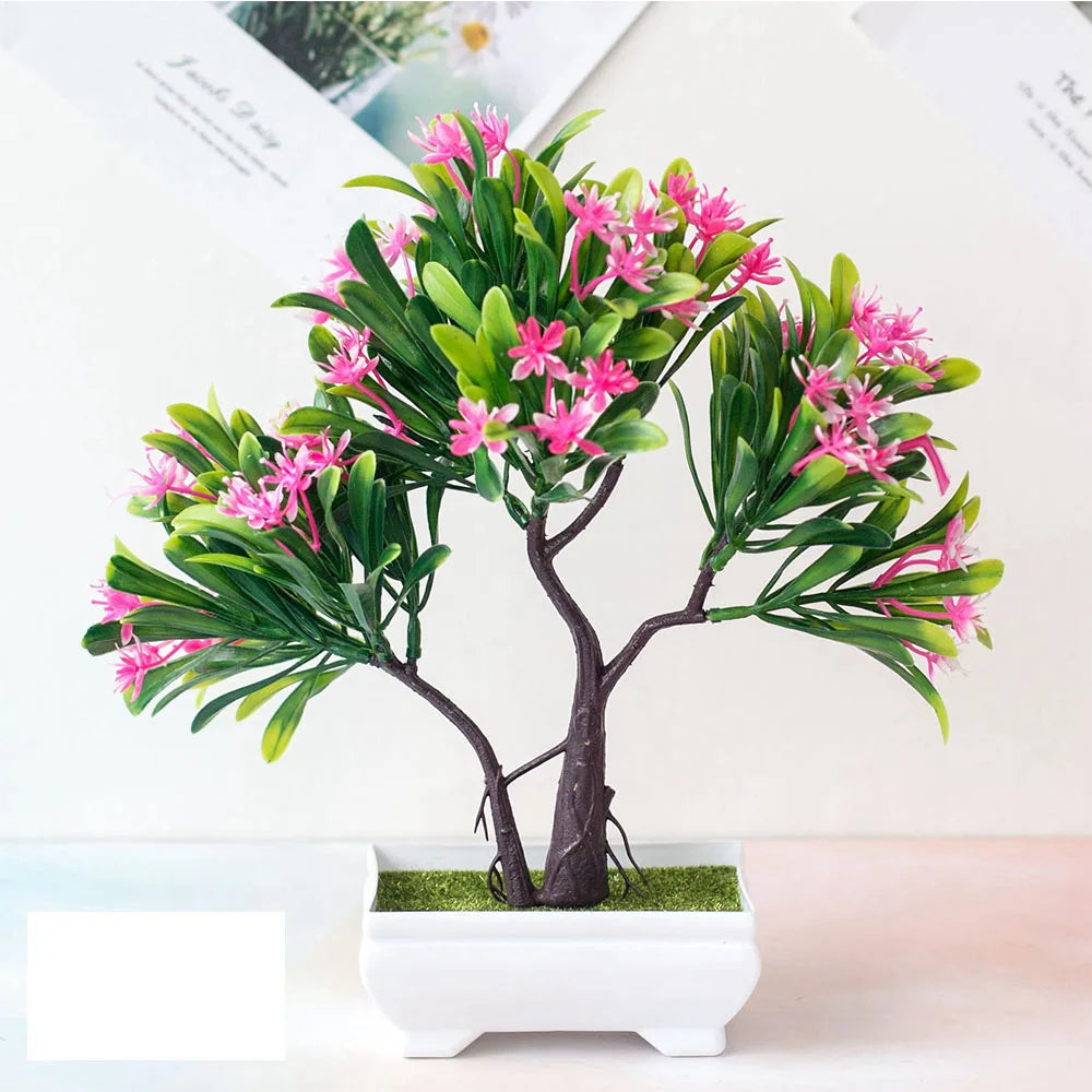 Artificial Plants Bonsai Fake Plant Flowers Potted Ornaments For Table Home Hotel Room Decoration Garden Decor Small Tree Pot