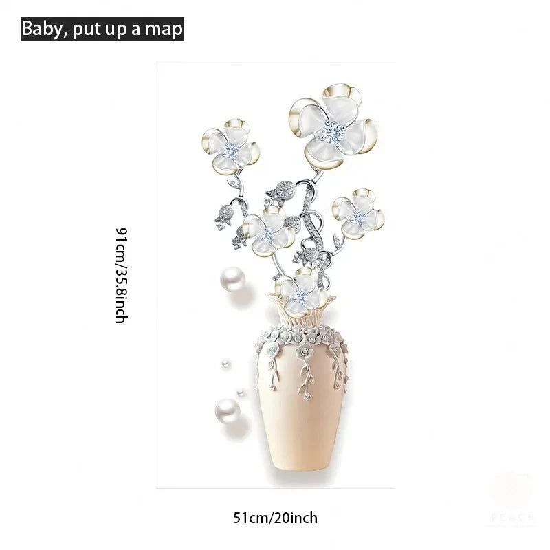 1Pc Elegant and Pure Four Lucky Grass Flowers Planting Wall, Bedroom, Living Room, Home, Self Adhesive Waterproof Stickers