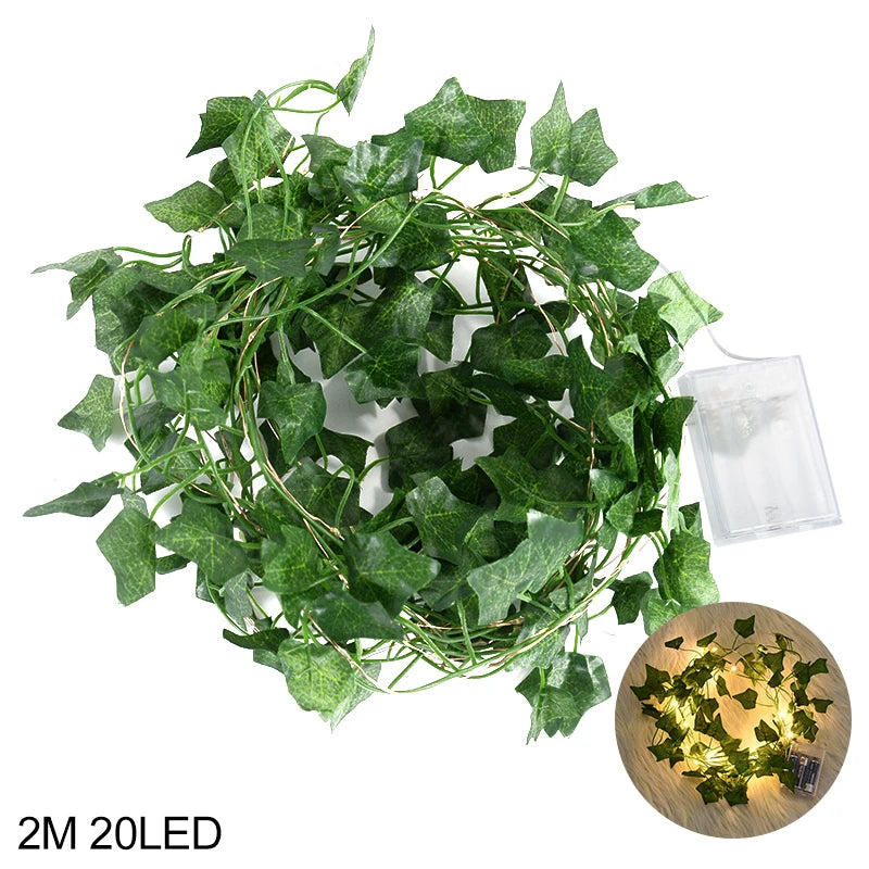 2/5/10M Leaf String Lights Artificial Vine Fairy Lights Leaf Garland Wedding Party Decor Indoor Home Garden Lights Supplies
