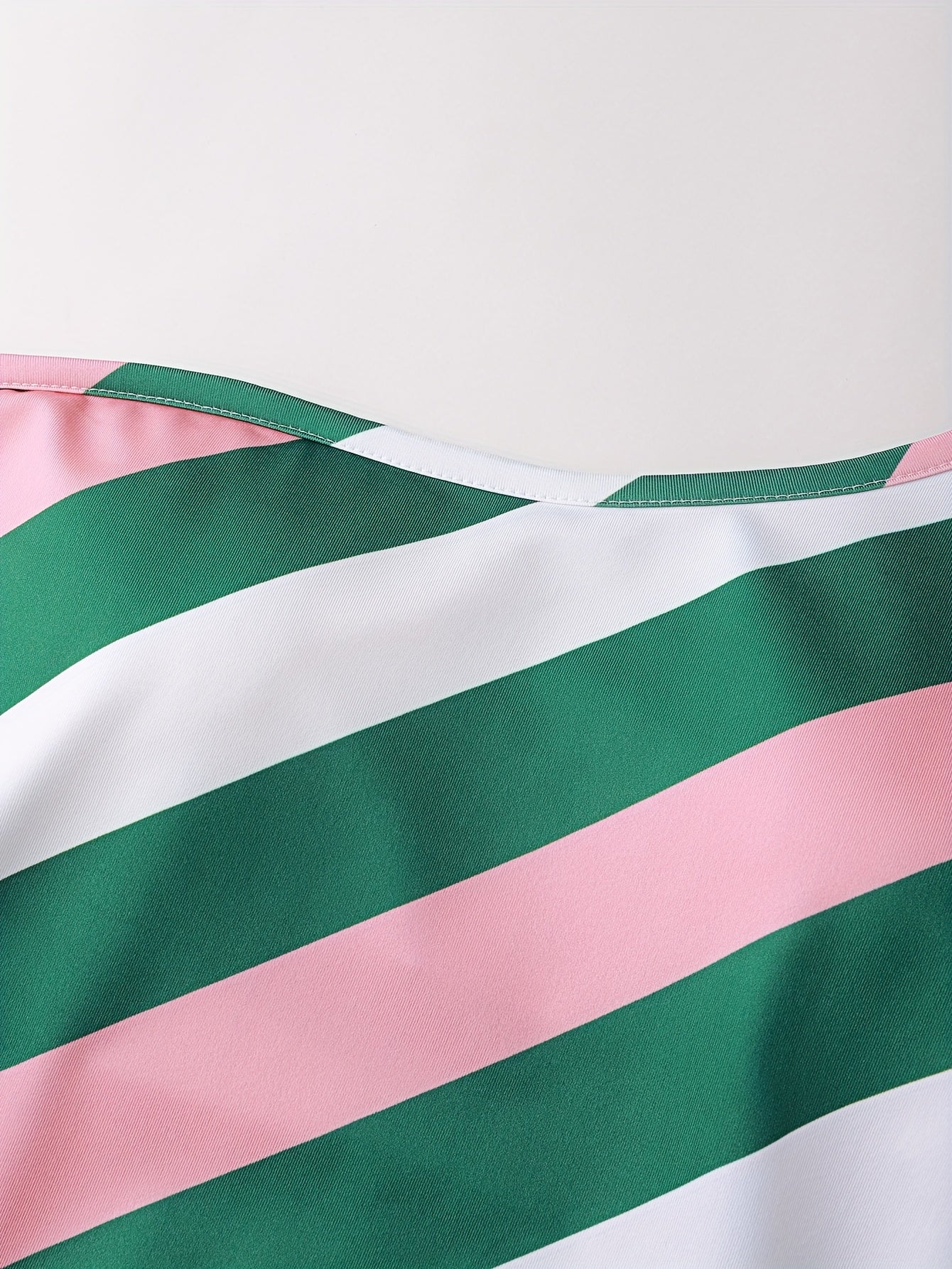 2pcs Striped Top + Green Skirt Set