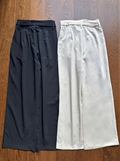 Stylish and Versatile Drawstring Wide-Leg Pants Set for Commuting - 2pcs Combo