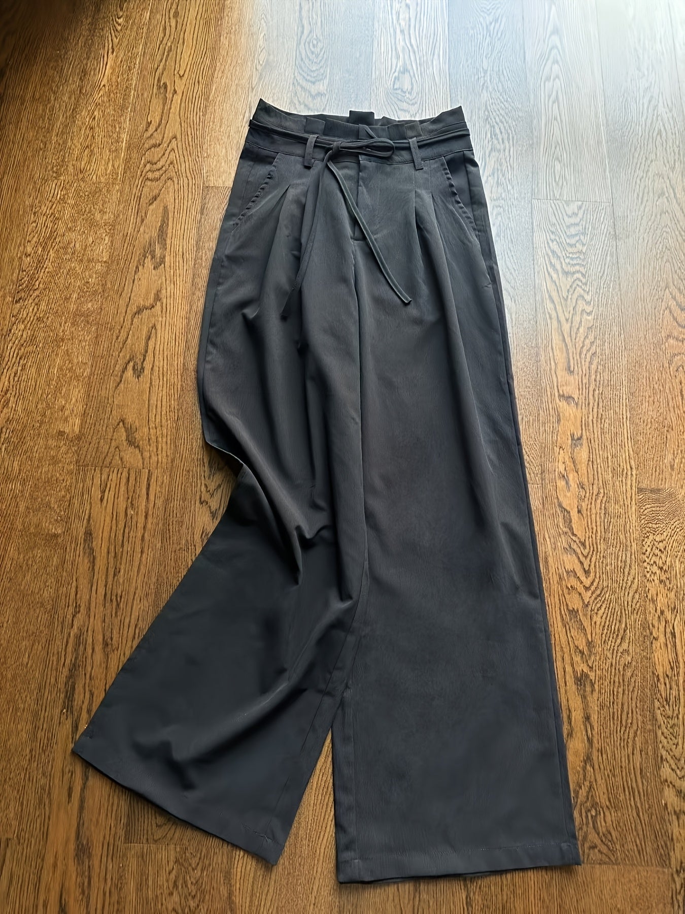 Stylish and Versatile Drawstring Wide-Leg Pants Set for Commuting - 2pcs Combo