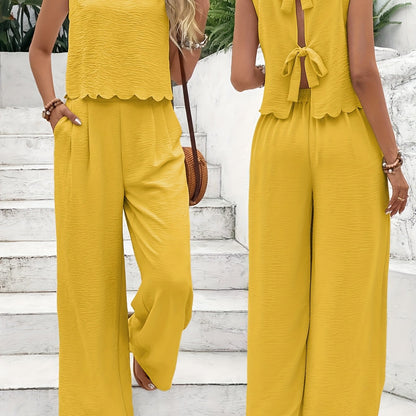 Summer Women's Sleeveless Back Lace-up Pantsuit New Fashion Pantsuit