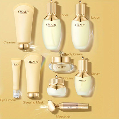 OKADY Ginseng Skincare Set | Make Skin Younger-looking Alcohol-Free Hypoallergenic Cleansing, Purifying Skin Quick Absorption Facial (Ginseng - 9pcs Set)A Gift For A Lady. Thanksgiving Gift Send Mom, Send Girlfriend