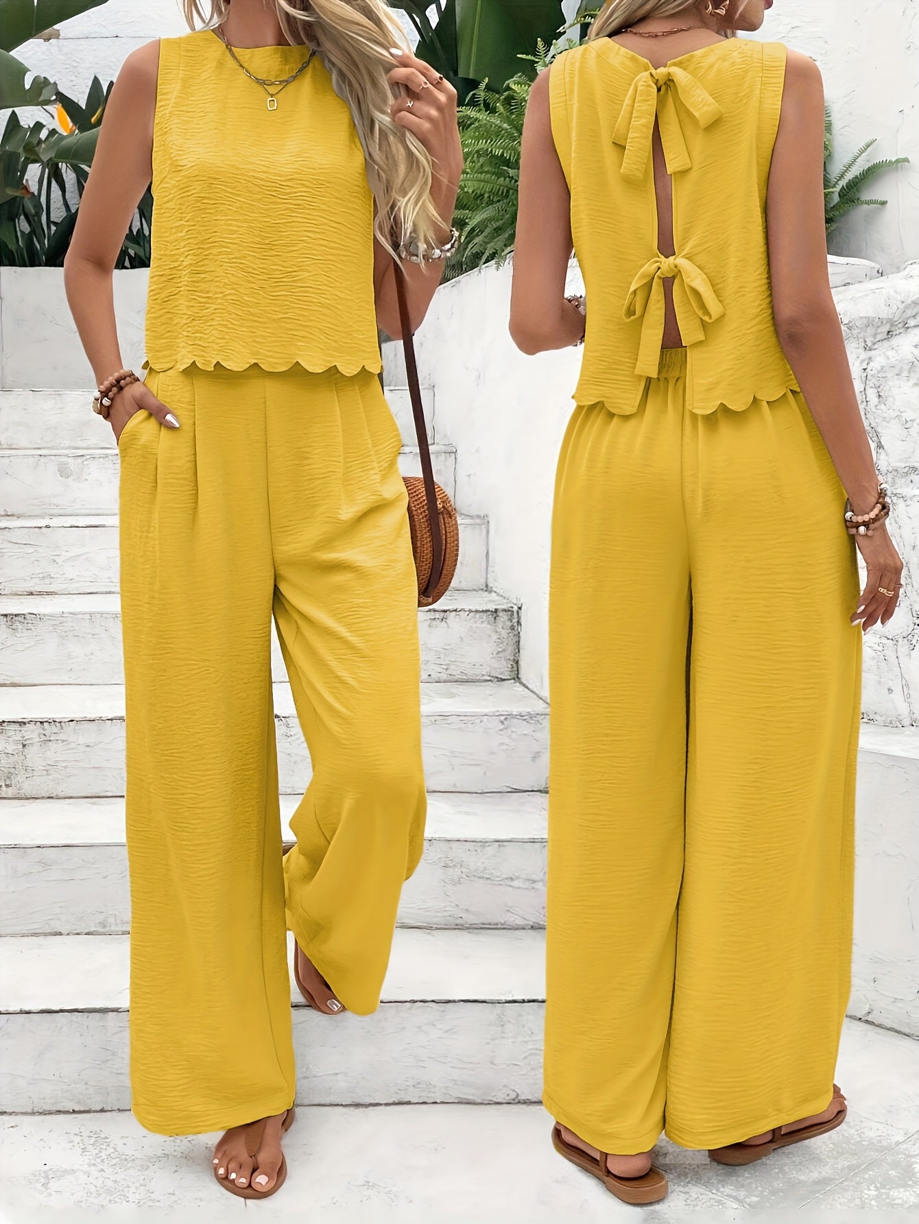 Summer Women's Sleeveless Back Lace-up Pantsuit New Fashion Pantsuit