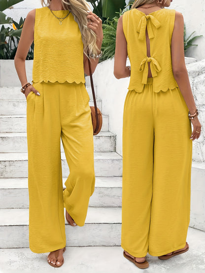 Summer Women's Sleeveless Back Lace-up Pantsuit New Fashion Pantsuit