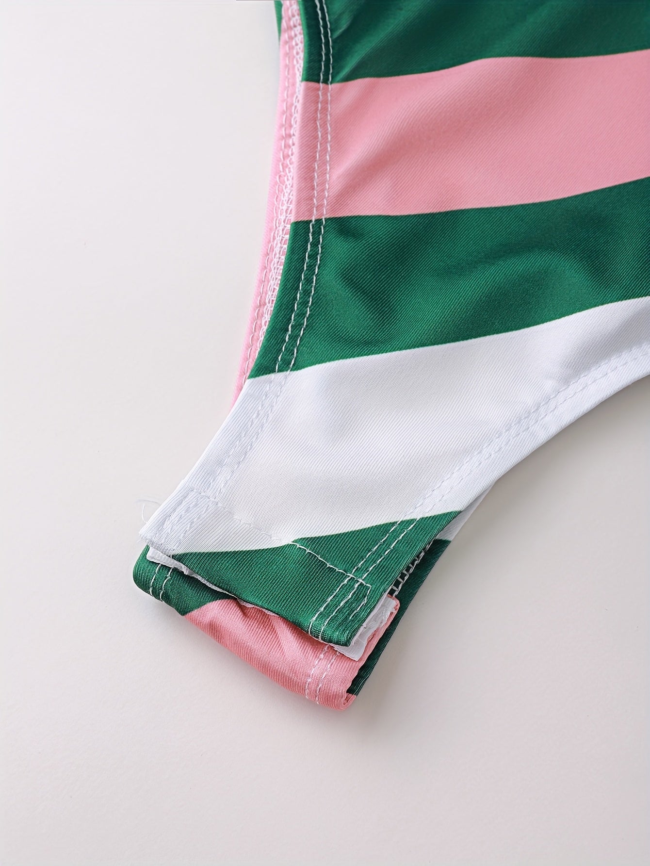 2pcs Striped Top + Green Skirt Set