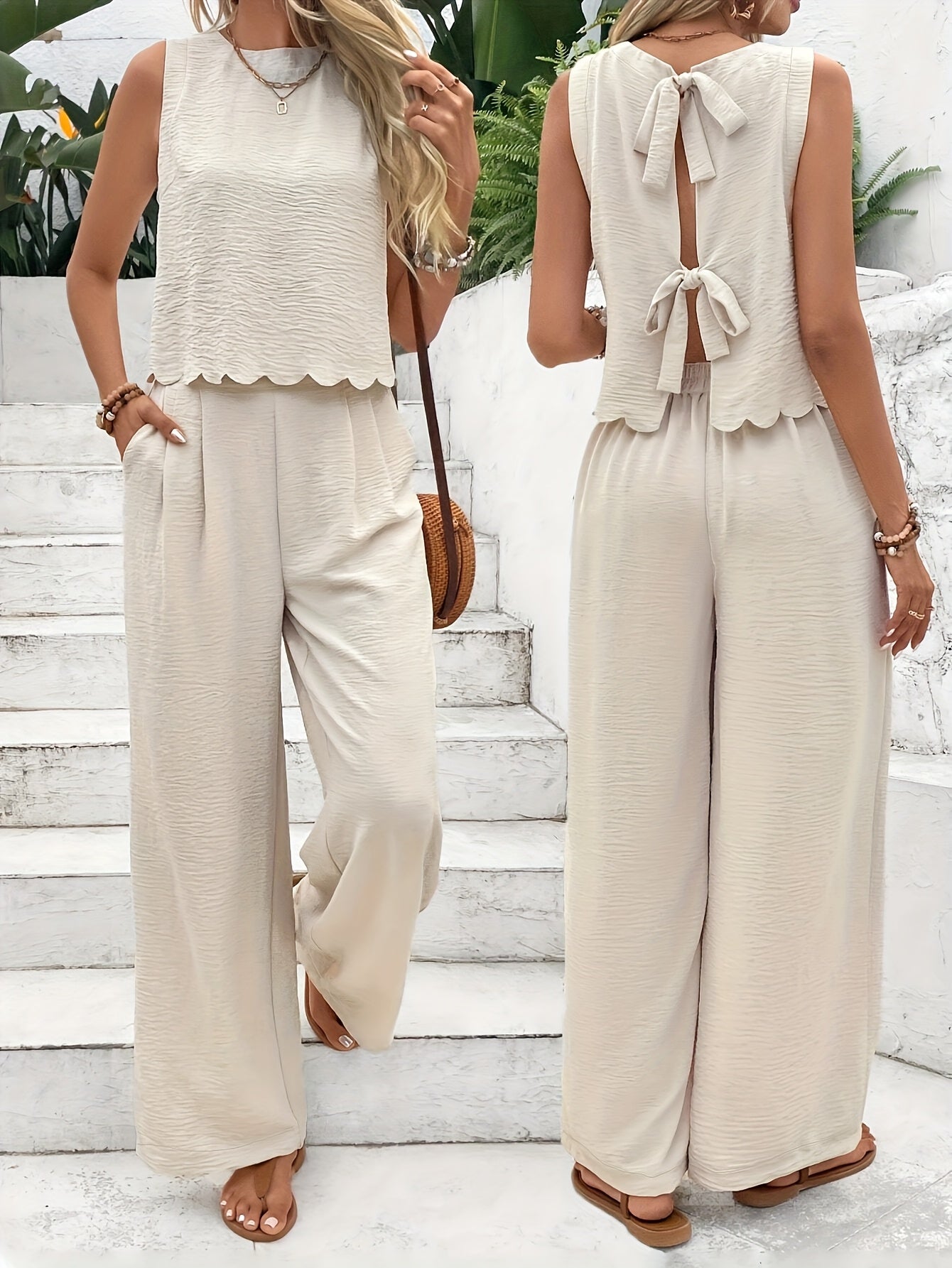 Summer Women's Sleeveless Back Lace-up Pantsuit New Fashion Pantsuit