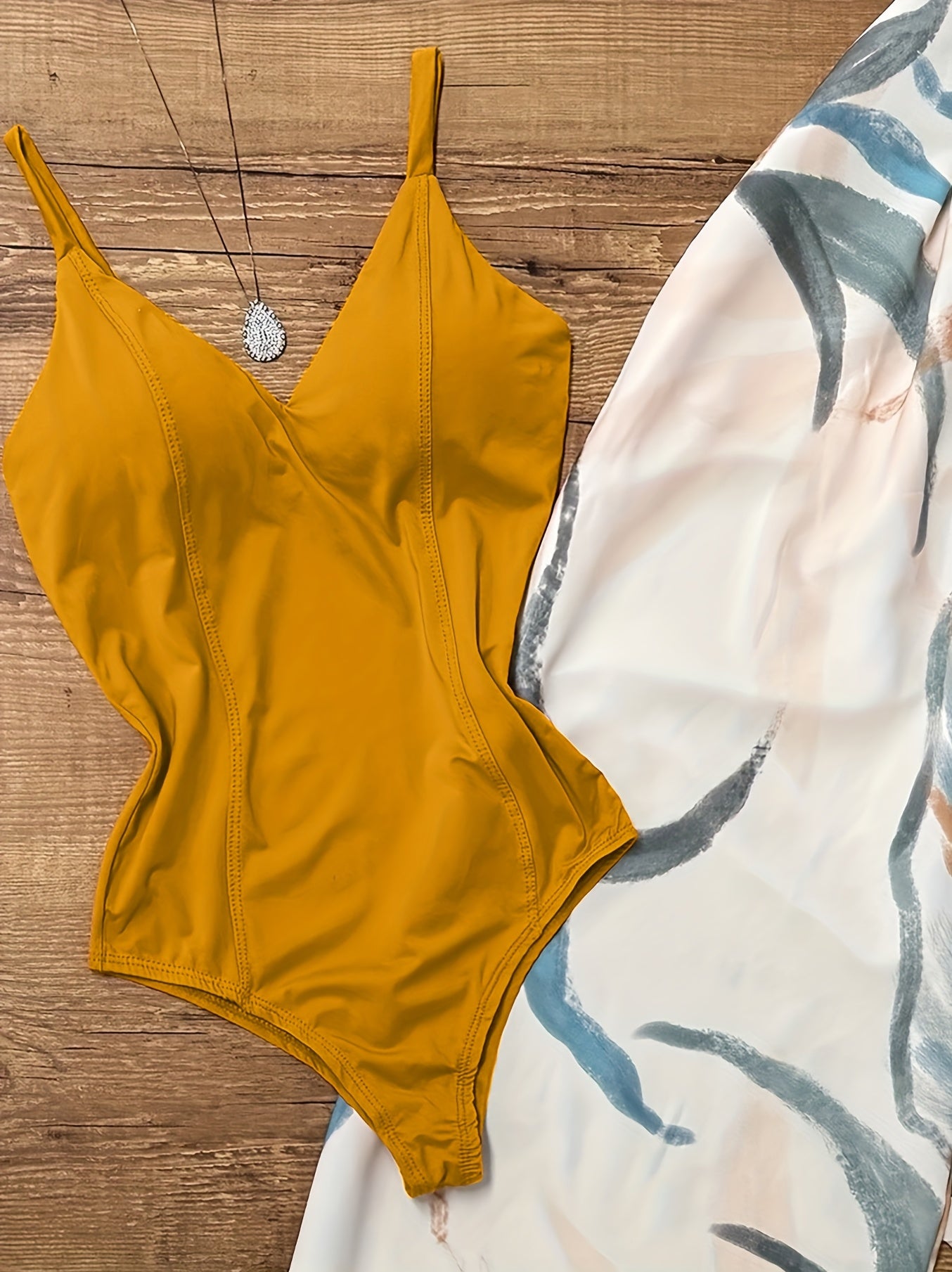 Orange Jumpsuit + Plant Print Pants Set