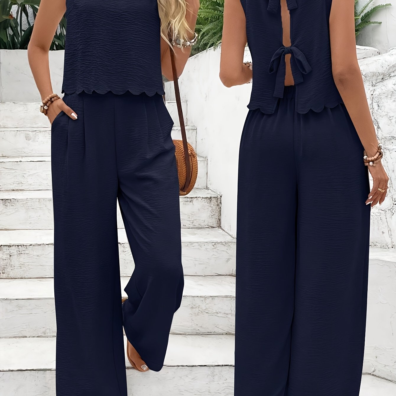 Summer Women's Sleeveless Back Lace-up Pantsuit New Fashion Pantsuit