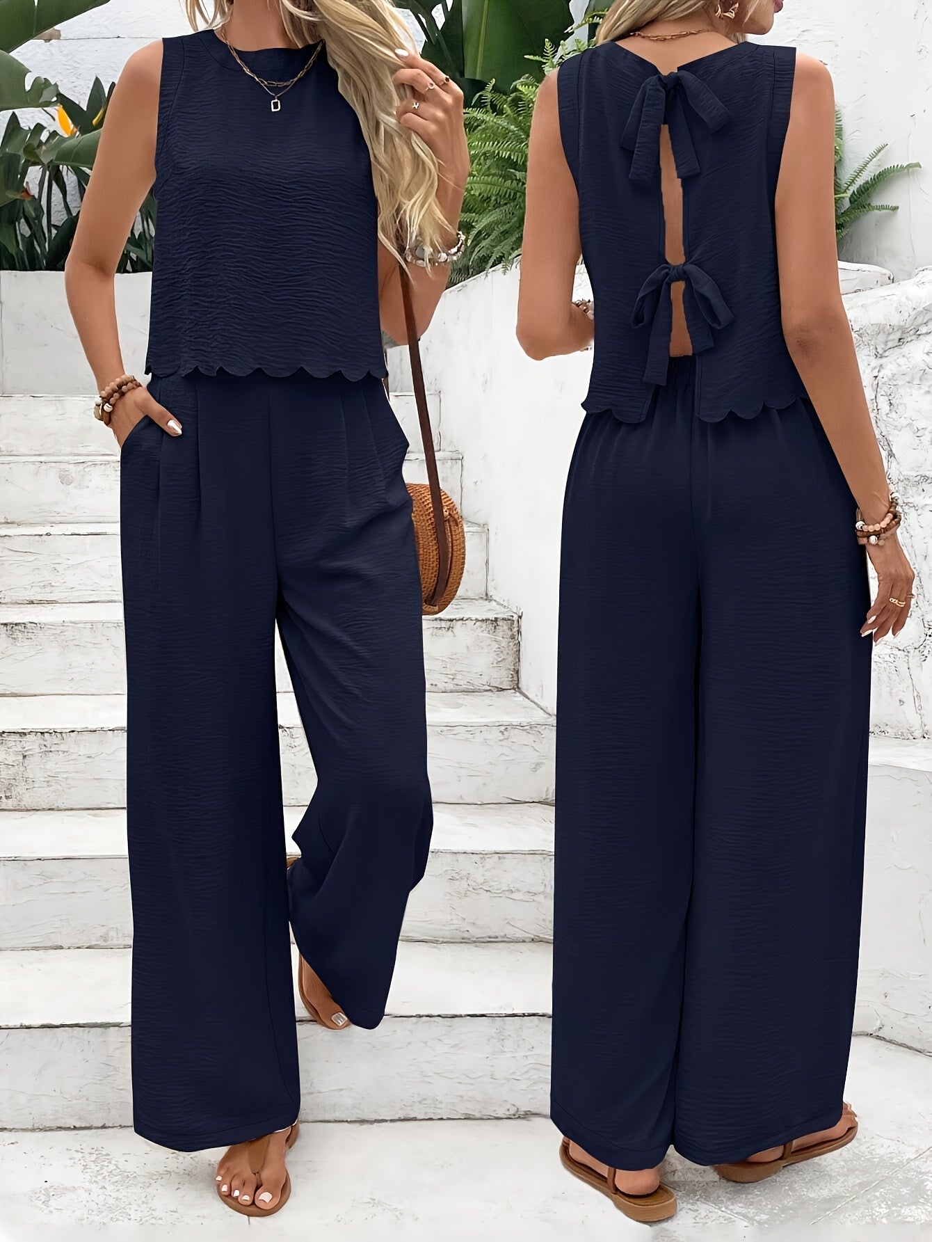 Summer Women's Sleeveless Back Lace-up Pantsuit New Fashion Pantsuit