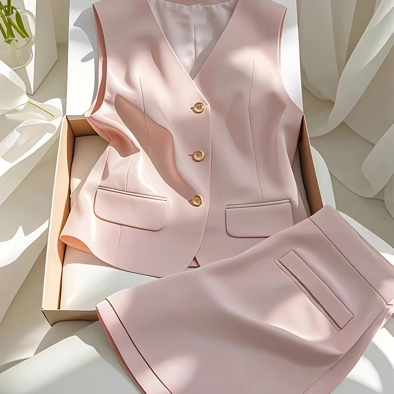 [Stylish Summer Set] Elegant and Stylish Pink Vest and Shorts Set for Women | Summer Outfit Ensemble