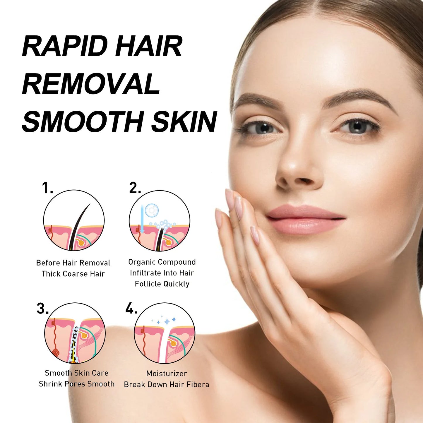 Ouhoe 50g Peach Hair Removal Cream Gentle Epilator Underarm Lip Body Hair Growth Inhibitor  Repair Women Depilation Skin Care