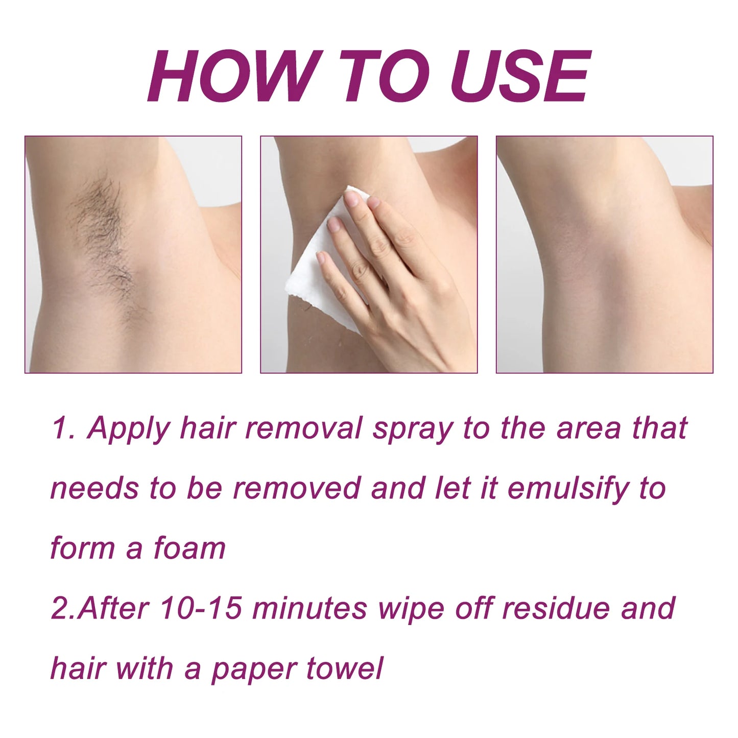 Oceaura Hair Removal Spray Painless Quick Smoothing Skin Silky Beauty Body Delay Growth Hair Removal Mist for Armpit Leg Bikini
