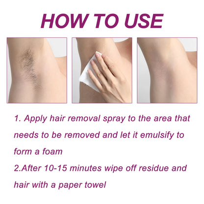 Oceaura Hair Removal Spray Painless Quick Smoothing Skin Silky Beauty Body Delay Growth Hair Removal Mist for Armpit Leg Bikini