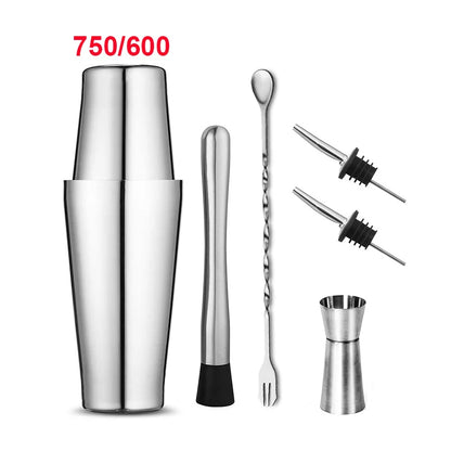 1/6/9/11pcs Boston Shaker Professional Stainless Steel Bartender Wine Cup Cocktail Mixer Martini Cocktail Shaker Bar Set