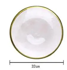 Ins Gold Gdge Glass Plate Bowl, Nordic Tableware, Steak Plate Creative Tray, Fruit Salad Transparent Colorful Plates, 1 piece