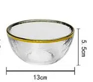 Ins Gold Gdge Glass Plate Bowl, Nordic Tableware, Steak Plate Creative Tray, Fruit Salad Transparent Colorful Plates, 1 piece