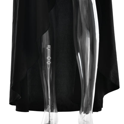 Summer 2025 new temperament elegant satin long skirt personality suspender ruffle high slit dress club clothing Vestidos