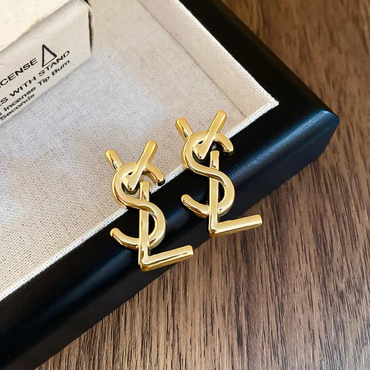 European American Exaggerate Letter Stud Earrings for Women Fashion Trendy Personality Alloy Earrings  Piercing Jewelry