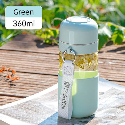 360ML Glass Water Bottle Heat-resisting Leak-proof Portable Household Water Cup Office Milk Tea Coffee Cup Gift Water Mug