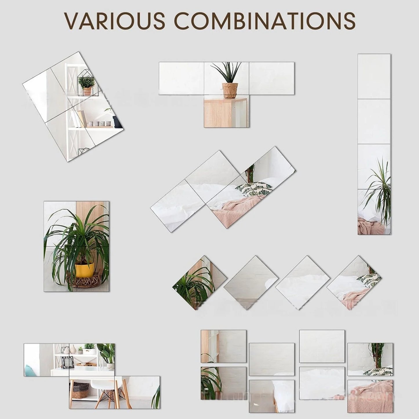 10pcs15/20cm 3D Self-adhesive Mirror Wall Stickers Thickened 2mm Flexible DIY Art Acrylic Mirror Stickers Living Room Decoration