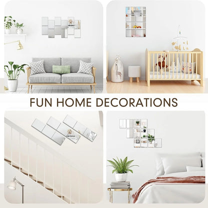 10pcs15/20cm 3D Self-adhesive Mirror Wall Stickers Thickened 2mm Flexible DIY Art Acrylic Mirror Stickers Living Room Decoration
