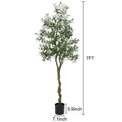 Artificial Olive Tree Faux Olive Tree 5ft/6ft/7ft Tall Artificial Tree Indoor Outdoor Potted Artificial Plants for Home Office