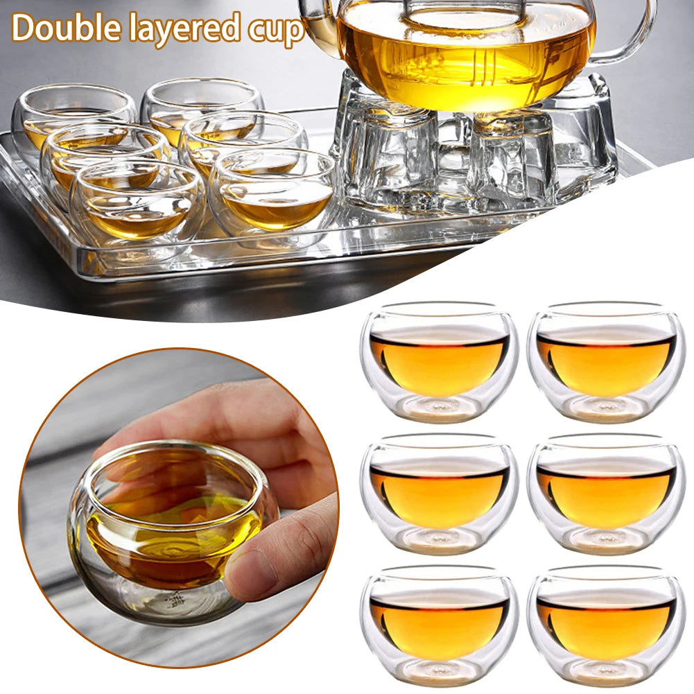 50ml 1/6pcs Double Wall Glass Mug Heat Resistant Handle Coffee Milk Juice Water Cup Bar Drinkware Coffeeware Lover Gift Kitchen