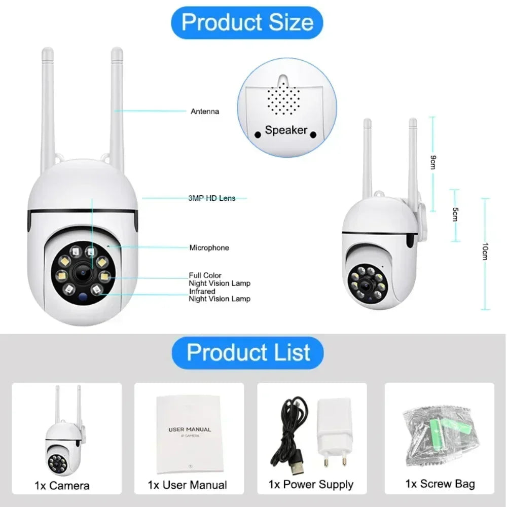 8MP Wifi Surveillance Camera PTZ Wireless IP Camera 8X Zoom AI Human Tracking Two-way Audio Color Night Vision Security Cam CCTV