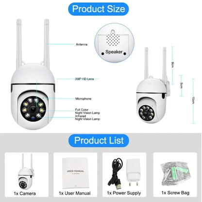 8MP Wifi Surveillance Camera PTZ Wireless IP Camera 8X Zoom AI Human Tracking Two-way Audio Color Night Vision Security Cam CCTV