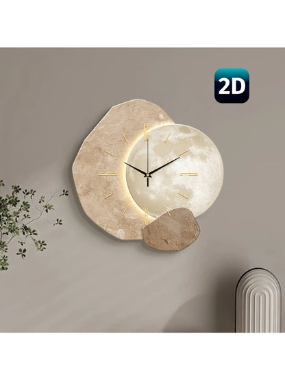 Modern Simple Silent Wall Clock, Moon Phase Design - Quiet Quartz Movement, Wooden Material, Non-Drip Sound, Perfect for Bedroom, Living Room or Office Decoration, Bedroom Wall Clock | Decorative Wall Clock | Wooden Structure
