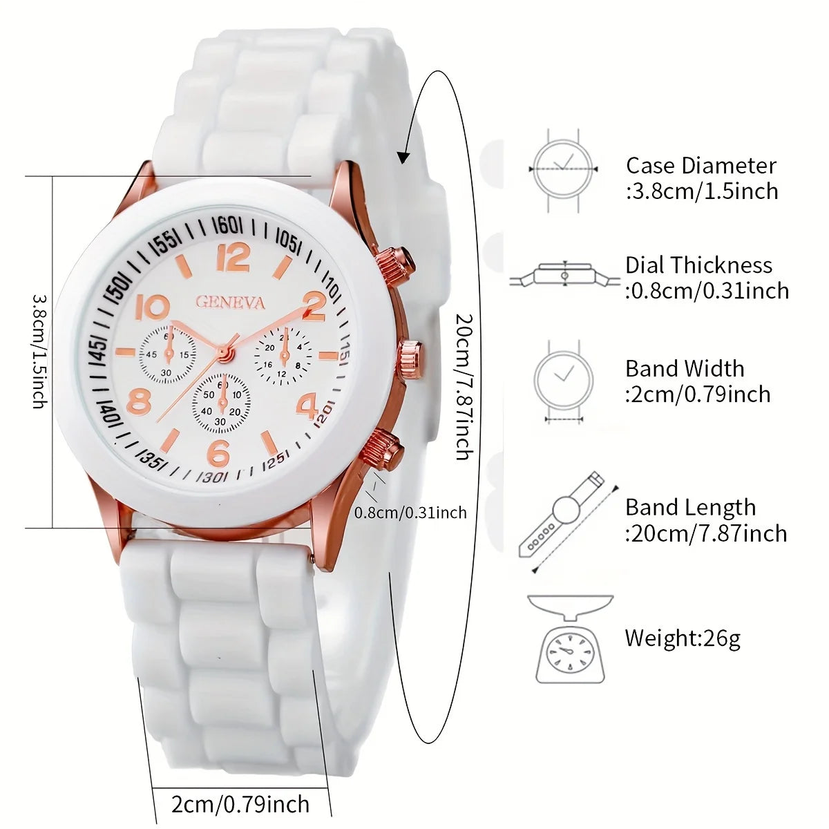 2pcs-Watch Bracelet Gift Set, Elegant Silicone Quartz Watch, Suitable for Daily Wear, Perfect Gift for Friends and Family