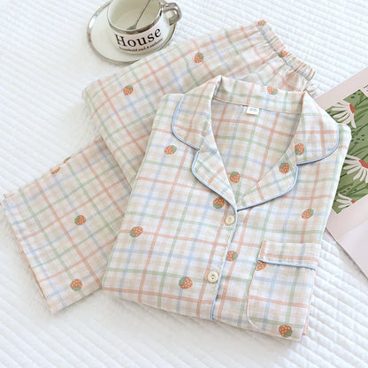 2025 kimono femme maple leaf pajama sets women 100% gauze cotton long sleeve casual sleepwear women pyjamas autumn hot sale